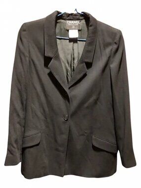 Vintage Chanel Black Wool Blazer size 38
